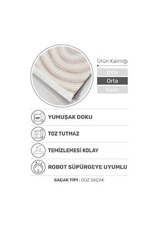 Volora Halı Koleksiyonu Yumuşak Dokulu, Modern İnce Form, Tozumaz Ve Kolay Temizlenebilir Krem - Bej