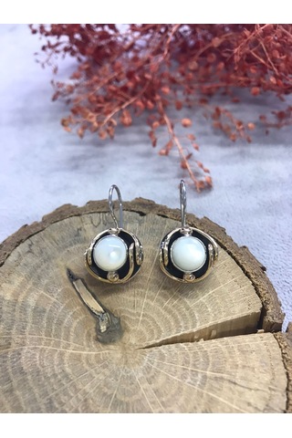 Sedef Taşlı 925 Ayar Gümüş Küpe