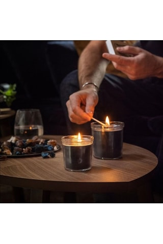 Ikea Fruktskog Cam Kaplı Kokulu Mum 8 X 8,5 Cm Sardunya Turkuaz - Siyah Siyah - Turkuaz