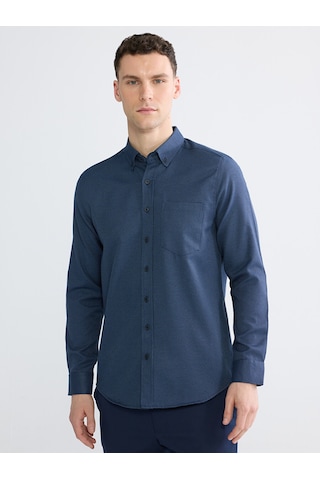 Lcwaıkıkı Classic Lacivert Regular Fit Desenli Erkek Gömlek