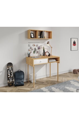 Major Bambu Çalışma Masası Ve Üst Modül Bambu - Beyaz