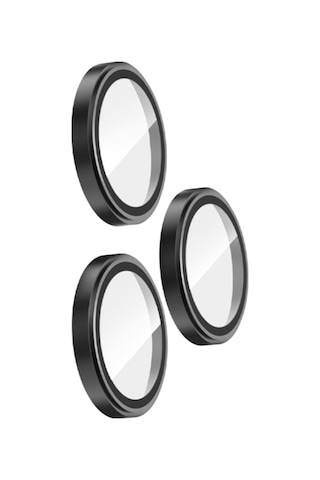 Apple Uyumlu iPhone 16 Pro / 16 Pro Max Alüminyum Seri Kamera Lens Koruyucu Siyah Siyah