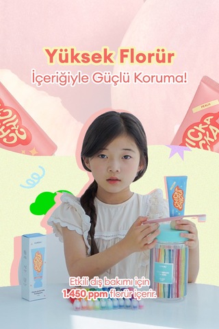 Renkli, Meyve Aromalı, Çürüklere Karşı Etkili Çocuk Diş Macunu Seti Kundal Chicka Smile Kids Toothpaste Set