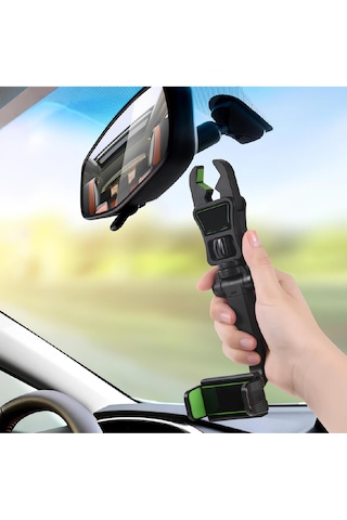 Mekanizmalı Dönebilen Uzayabilen Kollu Akrobat Araç İçi Telefon Tutucu Siyah