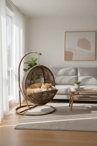 Reyo Pet Lüxperi Kedi Salıncağı & Kedi Yatağı & Kafesi 38x45x65 Cm Kahve