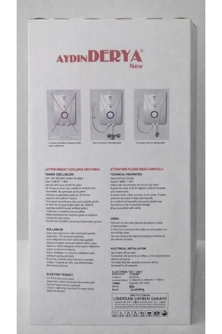 Aydın Derya Elektrikli Şofben 7500w Ani Sıcak Su, Güvenli Kullanım, Ekonomik Su Isıtıcı