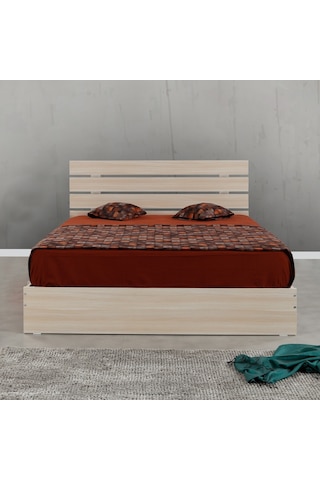 Pasifichome Huga Çift Kişilik Ahşap Karyola Meşe 150 Cm / Başlıklı Karyola