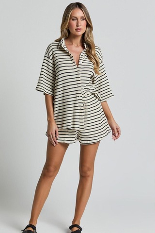 Madmext Beyaz Kadın Şort Gömlek Takım Mg2328 Beyaz