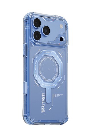 Apple Uyumlu iPhone 18 Pro Uyumlu Kılıf Skinarma M-safe Şarj Özellikli Airbag Tasarımlı Magma Kapak Mavi