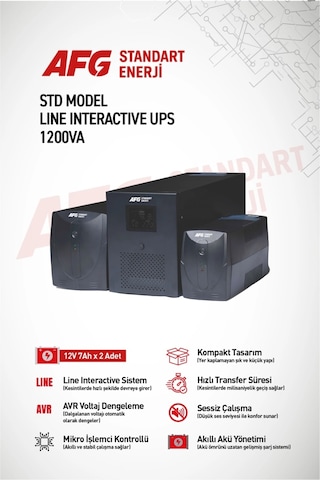 1200 Va Line Interactive Ups Std Model Kesintisiz Güç Kaynağı