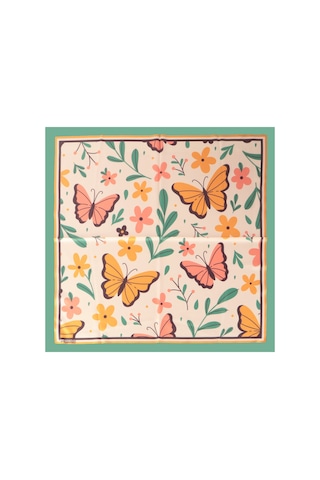 Inno 60x60 Cm Premium Saten Desenli Dikişli Fular Gümüş