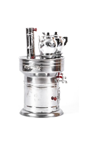 12 Litre Semaver 2 Adet Alüminyum Demlik Çift Çeşme İçt