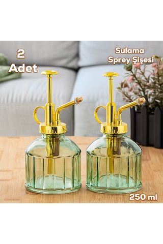 Perotti 15733 2li Yeşil Vintage Cam Bitki Sulama Şişesi Sulama Ka