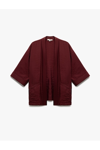 Koton Modal Kumaş Cepli 3/4 Geniş Kollu Kimono Bordo 5sak50018ew Bordo