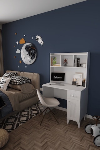 Df09105 Çekmeceli Kapaklı Kitaplıklı Çalışma Masası Bilgisayar Masası Beyaz