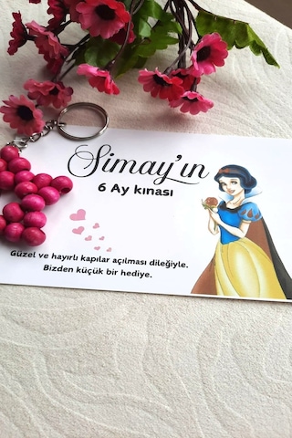 10 Adet Pamuk Prenses Kartlı Yıldız Anahtarlık - Bebek Hediyesi