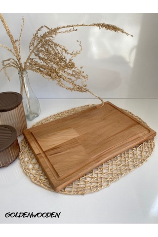 Doğal Ahşap Sunum Tabağı Iç Bükey Ahşap Sunumluk Kayın/gürgen Boy:38cm En:25cm