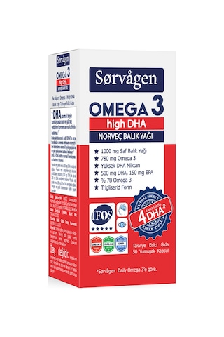 Sorvagen Omega 3 Yüksek DHA Balık Yağı 50 Yumuşak Kapsül