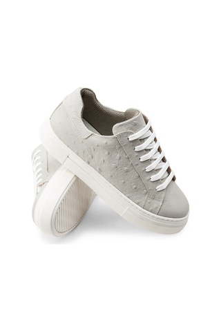 Deery Hakiki Nubuk Gri Puatiyeli Sneaker Kadın Ayakkabı - Z1681Zgrıc02 Gri