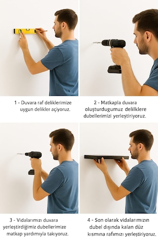 40 Cm 4lü Mat Beyaz Mdf Uçan Duvar Rafı Gizli Bağlantı Kitaplık