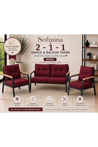 Balkon Ve Bahçe Takımı Cafe Oturma Grubu 2+1+1 Konforlu Lotus Serisi Bordo Balkon Ve Bahçe Takımı Cafe Oturma Grubu 2+1+1 Konforlu Lotus Serisi Bordo