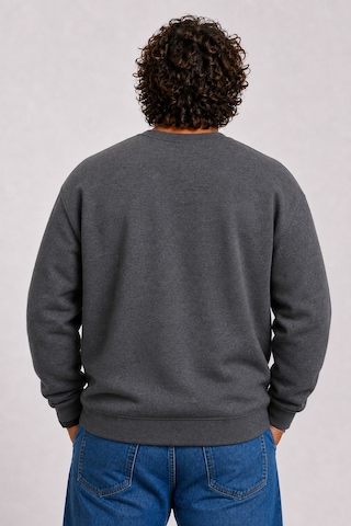 Starbattal Erkek Büyük Beden Sıfır Yaka 3ip Sweat Black 24202 Antrasit Melanj-2850