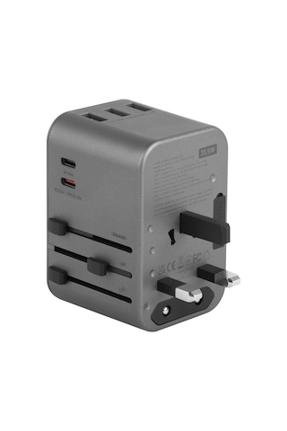 Travelworld 35 Universal 35w Type-c 15w Type-c Ve 12w Usb Çıkışlı Pd Hızlı Şarj Aleti - Koyu Gri