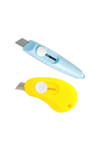 Lexroo 2 Adet Çelik Bıçaklı Mini Tekli Falçata Maket Bıçağı, 2 Farklı Model Portatif Küçük Falçata