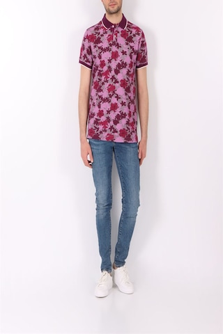 Henry Cotton's Slim Fit Desenli Polo Yaka  Cotton Erkek Tshirt Bordo