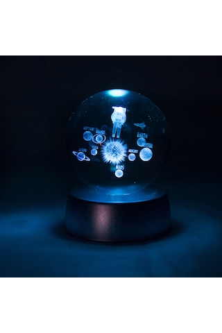 Cam Küre Işıklı Renk Değiştiren Küre Astronotlu Güneş Sistemi