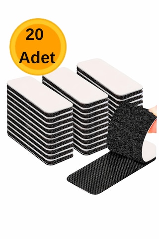 20 Adet 2x5 Cm Arkası Yapışkanlı Cırt Cırt Bant Halı Kilim Koltuk Örtüsü Tablo Sabitleyici