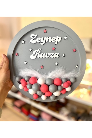 Kız Bebek Kapı Süsü-pembe Balonlu Kapı Süsü-bubble Kapı Süsü Gri