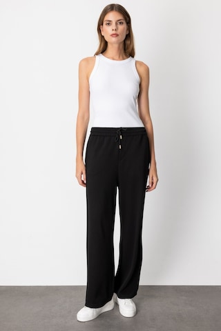 On Kadın Beli Lastikli Bol Paça Eşofman Altı 66510 Siyah Siyah