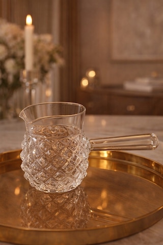 Isıya Dayanıklı Cam Cezve Kristal 400 Ml, 10 Cm Yükseklik, Cam Türk Kahvesi Cezvesi