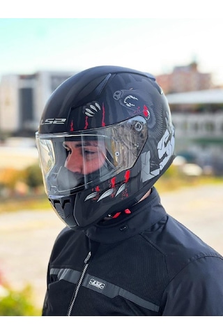 Ls2 Rapid 2 Clawn Kask Gri Kırmızı Mat Siyah