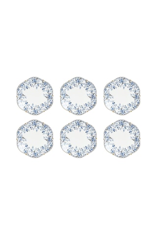 Lucky Art Clarice New Bone China Porselen Mavi Küçük Çiçek Desenli 6 Lı Tabak Seti 27 Cm Lyfn 017