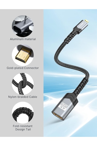 Jsaux Mikro Hdmı - Hdmı Adaptörü, Mikro Hdmı Erkek - Hdmı 2.0 Dişi Kablo, 4k 60hz Hdr 3d Dolby 18gbps, Akıllı Telefonlar, Tabletler, Kameralar Ve Diğer Altın Kaplama Cihazlar İçin Uyumlu - Gri