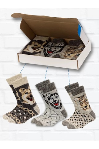 Nakın Yünlü Sıcak Kış Çorapları Hediye 3 Çift 172135150 Gri