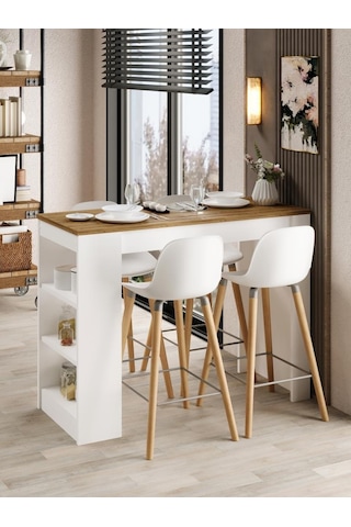 Shelfy Bar Raflı Yemek Masası Safir Meşe Safir Meşe