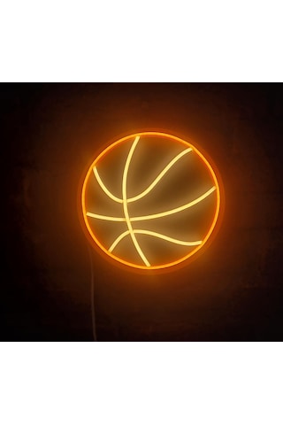 Basketbol Topu Neon Led Duvar Aydınlatması - 28x28 Cm