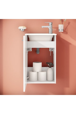 VitrA Mia 69576 Banyo Dolabı Seti Kapaklı Parlak Beyaz 40 CM Parlak Beyaz