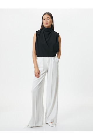 Koton Drape Yaka Bluz Kolsuz Siyah 4sak60025uw Siyah