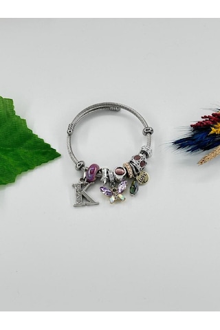 Bhs Life Kadın Charmlı K Harfi & Kelebek Çelik Bileklik