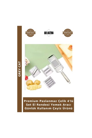 Premium Paslanmaz Çelik 4'lü Set El Rendesi Yemek Aracı Günlük Kullanım Çeyiz Ürünü Çok Renkli