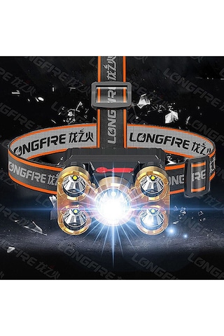 Rc-51 Şarjlı 5 Led 5x T6 Cree Led 36000 Lümen Profosyonel Kafa Feneri Lambası 4 Modlu Bisiklet Diğer