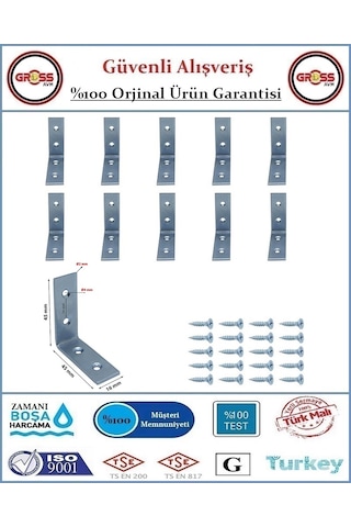 Masa Gönye - 15x45x45 Mobilya Bağlantı L Köşebenti - 10 Adet Saten