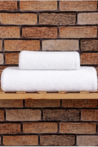 2 Parça %100 Pamuklu Soft Lüx Banyo Havlu Seti Beyaz Çok Renkli