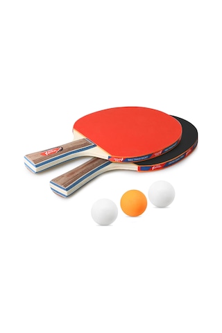 Ranyeek 2 Kişilik Tenis Topu Seti: Uzun Saplı Raketler Ve 3 Top, Dayanıklı Ahşap Sap, Sponge Lastik Yüzey