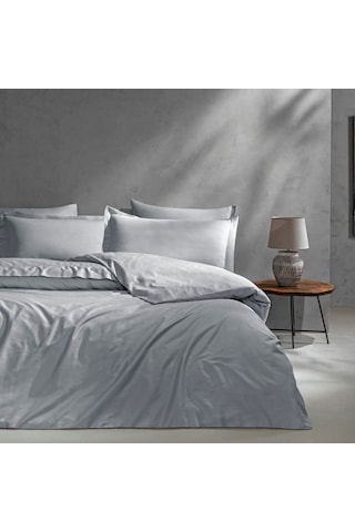 Linens Mix&match Pamuk Saten Çift Kişilik Saten Nevresim Kılıfı Gri Gri