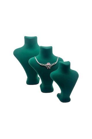 Yerli Üretim Süet Kumaş Yeşil Renk Üç Boy Takı Mankeni Çok Renkli